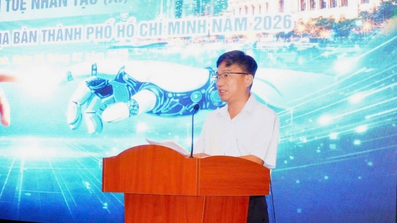 Ông Trần Trọng Tuyên, Phó Giám đốc Sở Khoa học và Công nghệ Thành phố Hồ Chí Minh phát biểu tại hội nghị.