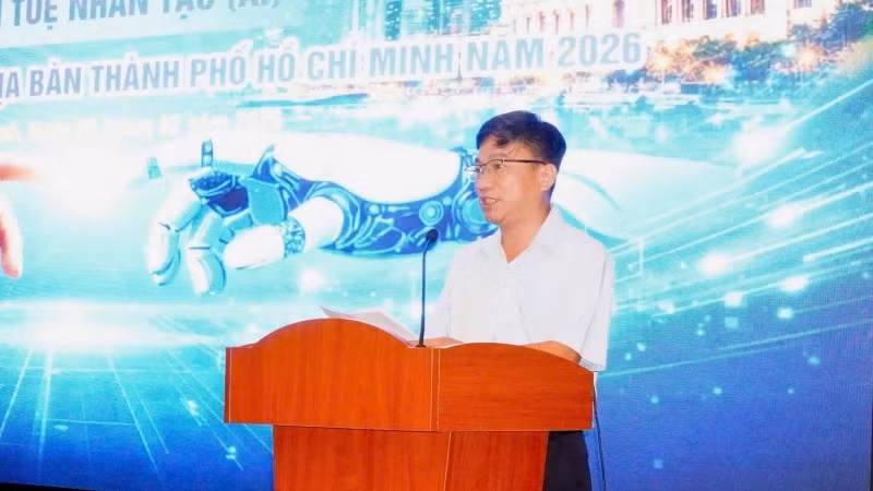 Ông Trần Trọng Tuyên, Phó Giám đốc Sở Khoa học và Công nghệ Thành phố Hồ Chí Minh phát biểu tại hội nghị.