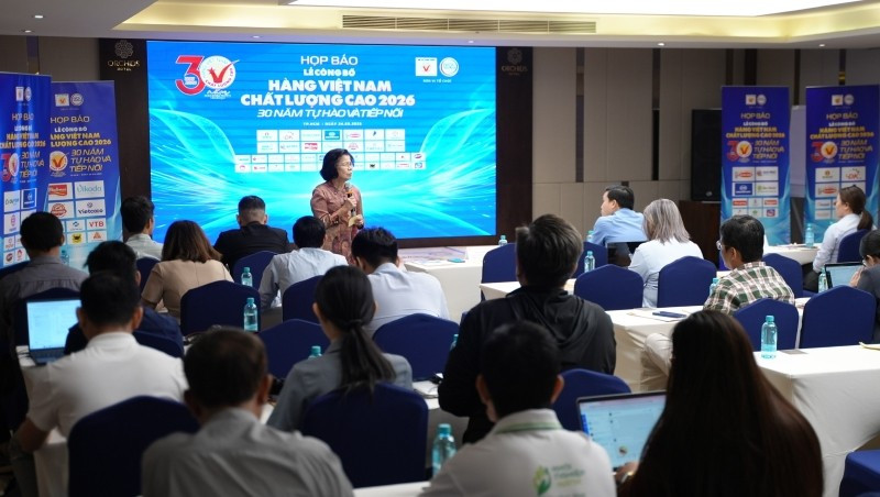 Quang cảnh buổi công bố trao chứng nhận Hàng Việt Nam chất lượng cao 2026.