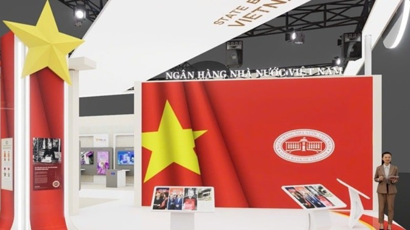 Gian trưng bày Triển lãm thành tựu ngành Ngân hàng tại Triển lãm “80 năm Hành trình Độc lập-Tự do-Hạnh phúc”.