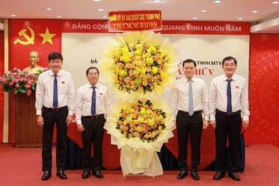 Đồng chí Bùi Xuân Cường, Thành ủy viên, Phó Chủ tịch Ủy ban nhân dân Thành phố Hồ Chí Minh dự và chúc mừng Đại hội. 