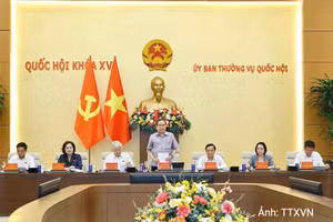 Chủ tịch Quốc hội Trần Thanh Mẫn phát biểu tại hội nghị. (Ảnh: TTXVN)