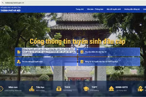 Giao diện Cổng thông tin tuyển sinh đầu cấp của thành phố Hà Nội.