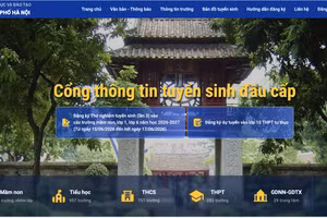 Giao diện Cổng tuyển sinh đầu cấp của thành phố Hà Nội, một trong những kênh tra cứu điểm thi vào lớp 10 chính thức của Sở Giáo dục và Đào tạo Hà Nội