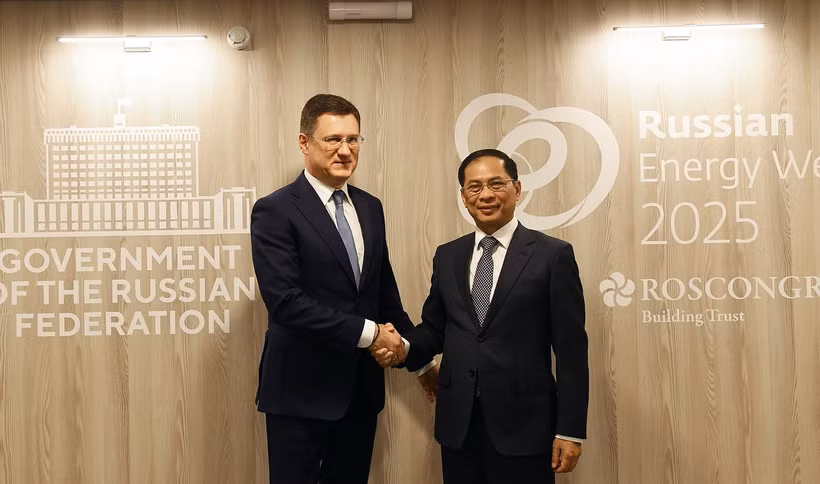 Phó Thủ tướng Bùi Thanh Sơn gặp làm việc với Phó Thủ tướng Aleksandr Novak.