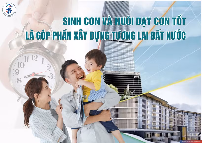 Poster hưởng ứng Ngày Dân số thế giới 11/7. ( MINH ĐỨC) 