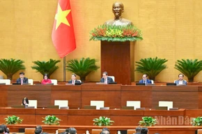 Quang cảnh phiên họp của Quốc hội sáng 11/12. (Ảnh: DUY LINH)