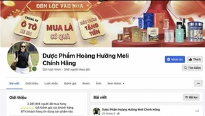 Fanpage “Dược phẩm Hoàng Hường Meli chính hãng” bị Bộ Y tế đề nghị xử lý vi phạm. (Ảnh chụp màn hình)