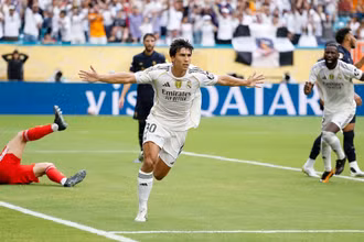 Gonzalo Garcia ghi bàn thắng duy nhất của trận đấu. (Ảnh: Real Madrid)
