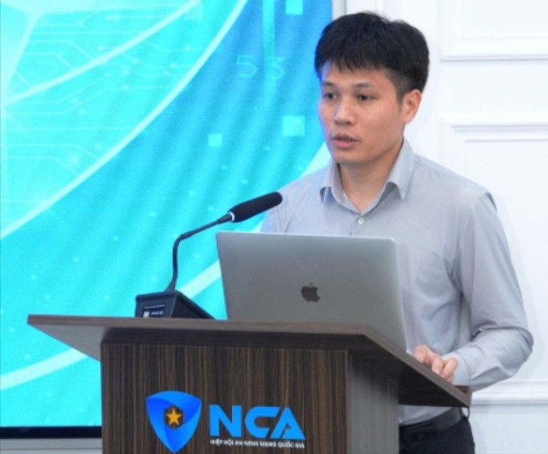 Trung tá Nguyễn Tiến Cường, Trưởng phòng 3, Cục An ninh mạng và phòng chống tội phạm sử dụng công nghệ cao (A05), Bộ Công an phát biểu. a05-kol-2-3008.jpg