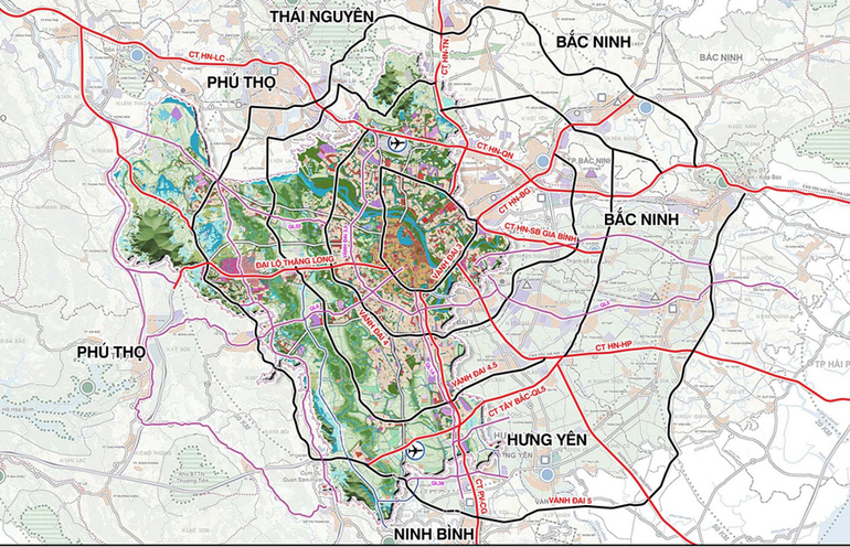 Định hướng liên kết vùng giao thông đường bộ của Hà Nội (Ảnh: Viện Quy hoạch xây dựng Hà Nội).