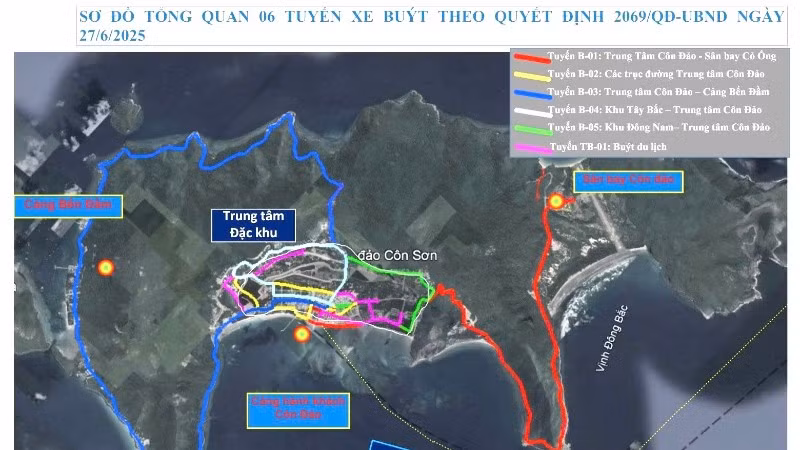 Tổng quan 6 tuyến xe buýt điện sẽ "lăn bánh" tại Côn Đảo trong tháng 12. 