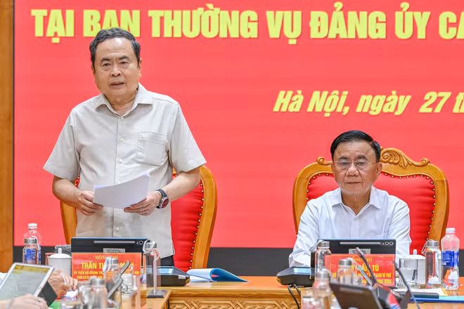 Đoàn kiểm tra số 11 do Chủ tịch Quốc hội Trần Thanh Mẫn làm Trưởng đoàn, tổ chức hội nghị thông qua báo cáo kết quả kiểm tra tại Ban Thường vụ Đảng ủy các cơ quan Đảng Trung ương. (Ảnh: THỦY NGUYÊN)