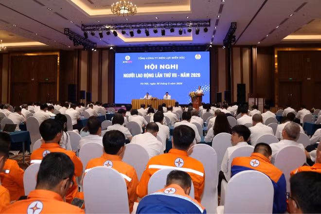 Toàn cảnh Hội nghị đại biểu người lao động lần thứ VII năm 2026 của EVNNPC. (Ảnh: EVNNPC cung cấp)