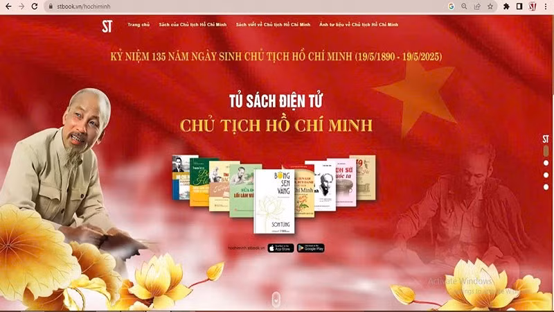 Tủ sách điện tử Chủ tịch Hồ Chí Minh trên nền tảng Stbook.vn.