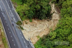 Khu vực xảy ra sạt trượt trên đèo Prenn.