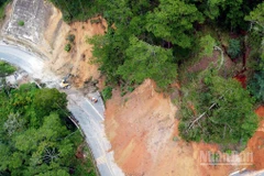 Khu vực sạt lở trên Quốc lộ 20, đoạn qua đèo D'Ran, phường Xuân Trường-Đà Lạt, tỉnh Lâm Đồng.