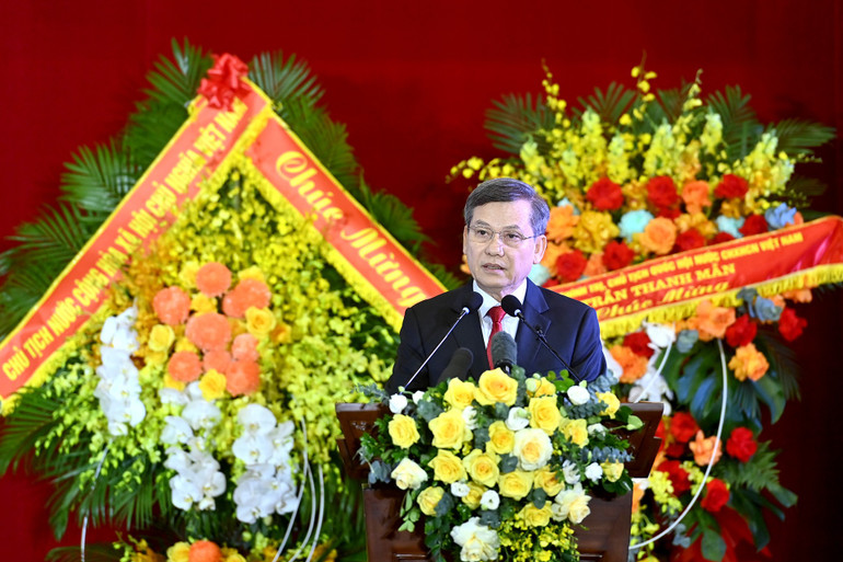 Đồng chí Lê Minh Trí, Bí thư Trung ương Đảng, Chánh án Tòa án nhân dân tối cao phát biểu tại Lễ kỷ niệm. (Ảnh: ĐĂNG KHOA) a4-bnd-4939.jpg