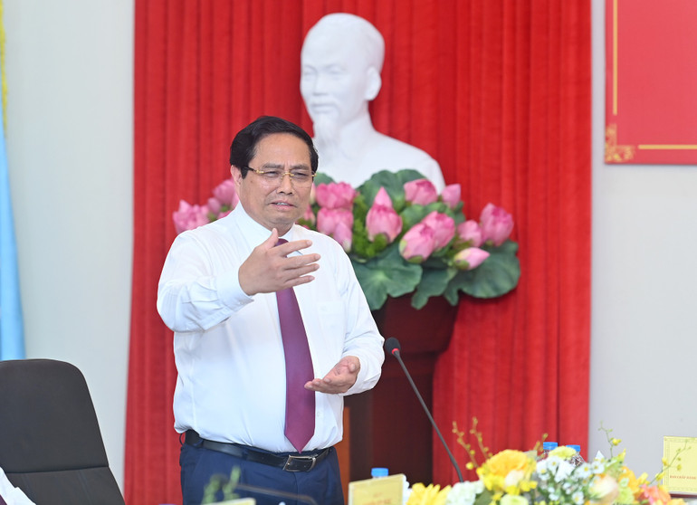 Thủ tướng Chính phủ Phạm Minh Chính phát biểu tại buổi làm việc. (Ảnh: ĐĂNG KHOA) a8-bnd-2201-1.jpg