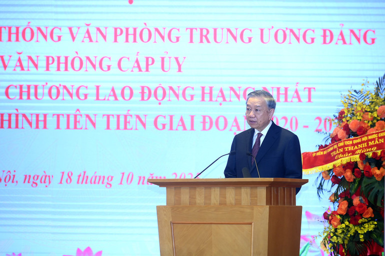 Tổng Bí thư Tô Lâm phát biểu tại lễ kỷ niệm. (Ảnh ĐĂNG KHOA) a6-bnd-4432.jpg