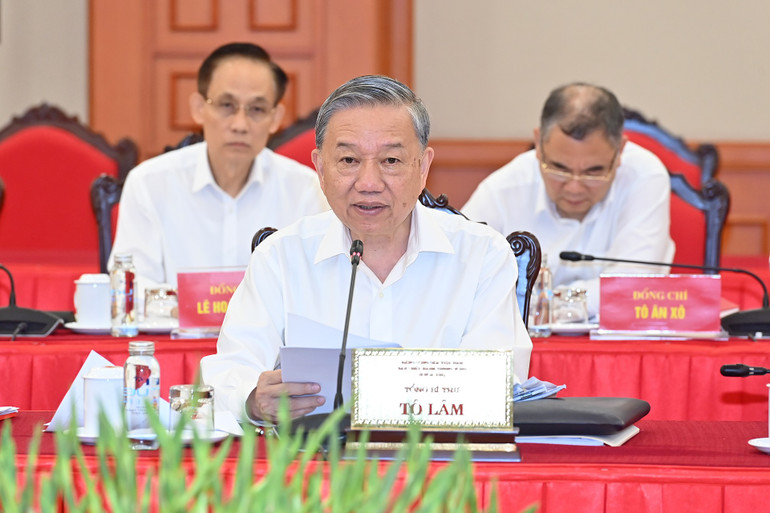 Tổng Bí thư Tô Lâm phát biểu tại buổi làm việc. (Ảnh: ĐĂNG KHOA) a5-bnd-5511.jpg