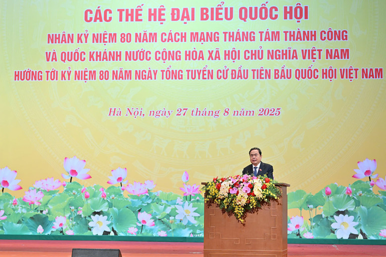 Chủ tịch Quốc hội Trần Thanh Mẫn phát biểu tại hội nghị. Ảnh: Thủy Nguyên z6949350927290-3cf32edf23e486fb053f6e676bdf99ae.jpg