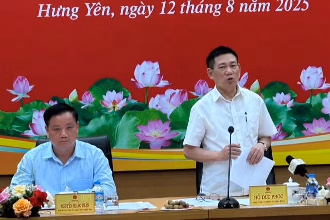 Phó Thủ tướng Chính phủ Hồ Đức Phớc Kết luận tại buổi làm việc với tỉnh Hưng Yên.