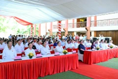 Các đại biểu dự Lễ khánh thành Nhà tưởng niệm Chủ tịch Tôn Đức Thắng tại xã Tân Trào, tỉnh Tuyên Quang. (Ảnh: Duy Linh)