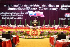 Quang cảnh phiên khai mạc Đại hội đại biểu toàn quốc lần thứ XII của Đảng Nhân dân Cách mạng Lào. (Ảnh: Cộng tác viên)