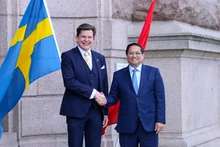 Thủ tướng Phạm Minh Chính và Chủ tịch Quốc hội Thụy Điển Andreas Norlen. (Ảnh: VGP/NHẬT BẮC)