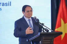 Thủ tướng Phạm Minh Chính phát biểu ý kiến tại Diễn đàn Doanh nghiệp Việt Nam-Brazil. (Ảnh: Nhật Bắc)