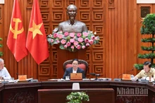 Thủ tướng Chính phủ Phạm Minh Chính chủ trì cuộc họp của Ban Thường vụ Đảng ủy Chính phủ. (Ảnh: TRẦN HẢI)