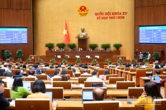 Quốc hội tiến hành biểu quyết thông qua nghị quyết. (Ảnh: DUY LINH)