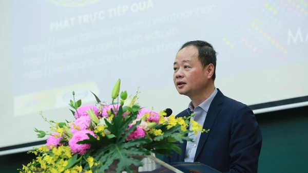 Giáo sư, Tiến sĩ Trần Hồng Thái, Chủ tịch Viện Hàn lâm Khoa học và Công nghệ Việt Nam, phát biểu tại sự kiện. (Ảnh: HIẾU LIÊN)