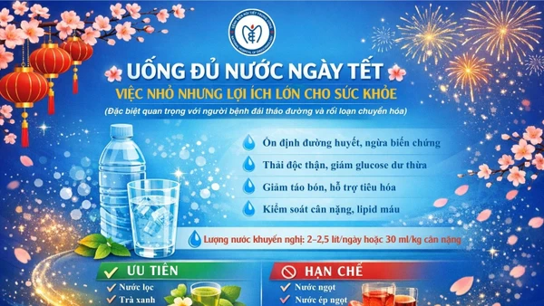 Bệnh viện Nội tiết Trung ương hướng dẫn uống nước khoa học trong dịp Tết.