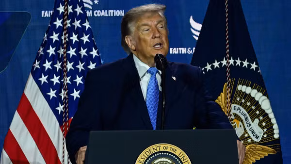 Tổng thống Mỹ Donald Trump phát biểu tại Washington, DC. (Ảnh: AA/TTXVN phát)