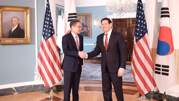 Ngoại trưởng Mỹ Marco Rubio và Ngoại trưởng Hàn Quốc Cho Hyun tại cuộc gặp ở Washington, D.C., Mỹ, ngày 3/2/2026. (Ảnh: Yonhap/TTXVN)