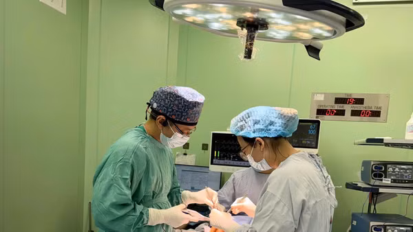 Ê-kíp bác sĩ Bệnh viện K phẫu thuật cho nữ bệnh nhân.