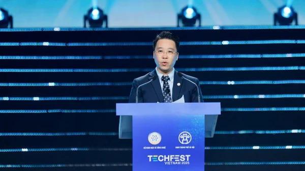 Ông Lê Toàn Thắng, Giám đốc Trung tâm hỗ trợ khởi nghiệp sáng tạo Quốc gia phát biểu tại sự kiện. (Ảnh: BÍCH LIÊN)