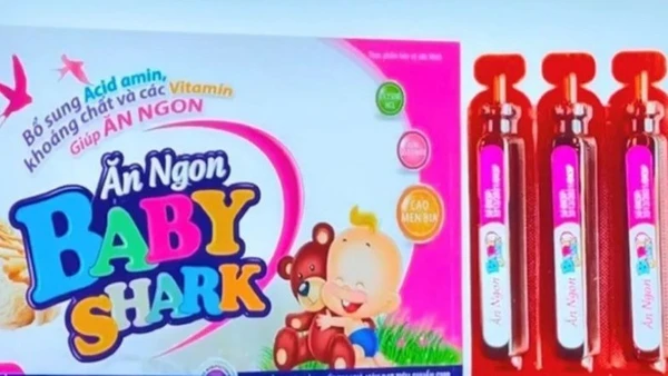Hình ảnh sản phẩm ăn ngon Baby Shark nghi là giả. (Ảnh: VTV)
