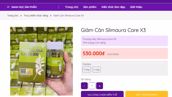 Sản phẩm Slimaura Care x3 được rao bán trên mạng. (Ảnh chụp màn hình)