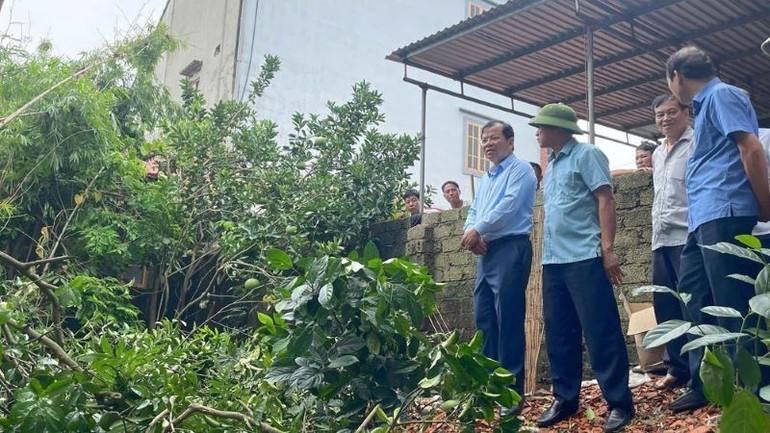 Lãnh đạo tỉnh Bắc Ninh kiểm tra điểm sạt lở đê tả Cầu, Hiệp Hòa. gfsdg.jpg
