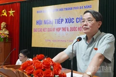 Phó Chủ tịch Quốc hội Nguyễn Đức Hải phát biểu tại Hội nghị tiếp xúc cử tri tại xã Trà My.