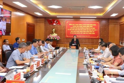 Điểm cầu phía tỉnh Lai Châu tại buổi làm việc với Đoàn công tác.