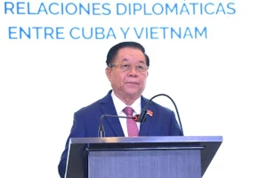 Đại tướng Nguyễn Trọng Nghĩa, Ủy viên Bộ Chính trị, Bí thư Trung ương Đảng, Chủ nhiệm Tổng cục Chính trị Quân đội nhân dân Việt Nam phát biểu tại lễ kỷ niệm. 