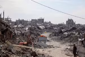 Khung cảnh đổ nát do xung đột ở phía bắc Dải Gaza. (Ảnh: TÂN HOA XÃ)