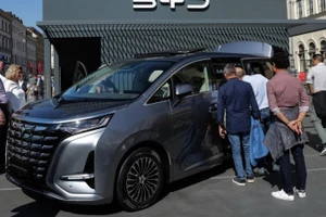 Mẫu xe điện của BYD tại Triển lãm ôtô quốc tế ở Munich, Đức tháng 9/2023. (Ảnh: THX/TTXVN)