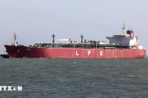 Tàu chở dầu khí tự nhiên hóa lỏng di chuyển qua eo biển Hormuz về tới cảng Mundra ở Kutch, Ấn Độ ngày 16/3/2026. (Ảnh: ANI/TTXVN)