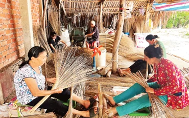 Làng nghề bó chổi Mỹ An tạo việc làm cho nhiều lao động tại địa phương.