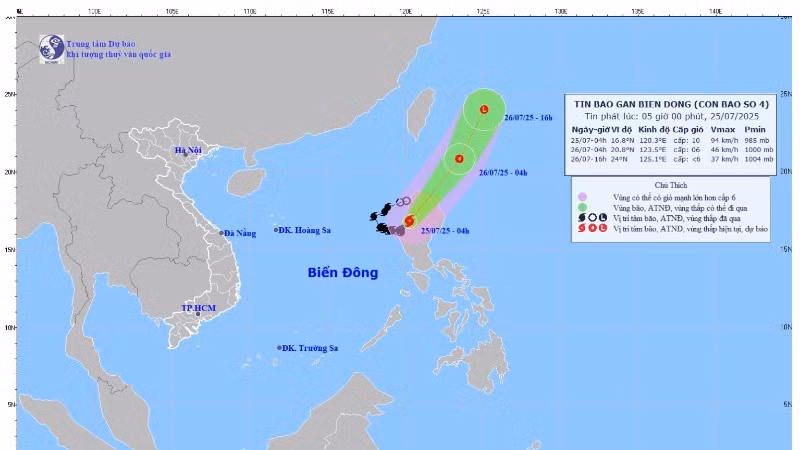 (Ảnh: Trung tâm Dự báo khí tượng thủy văn quốc gia)